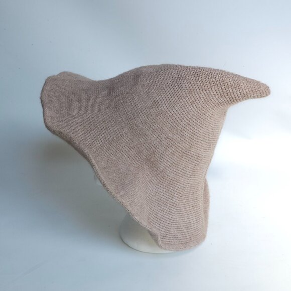 Khaki Conical Witch Hat Knit Professor Sprout costume hat Idea Halloween Dressup - Picture 6 of 7